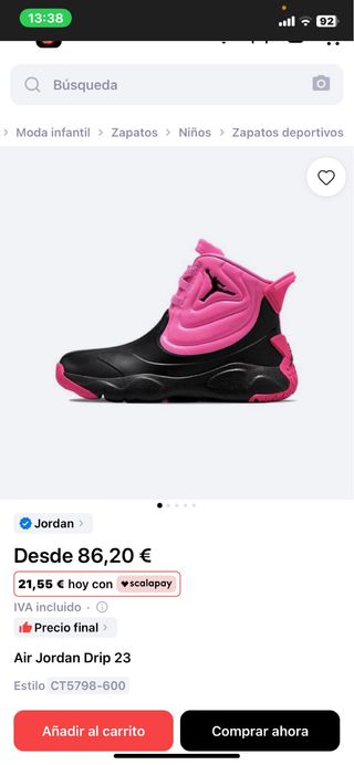 Zapatillas Jordan Drip 23 Niña Negro/Rosa