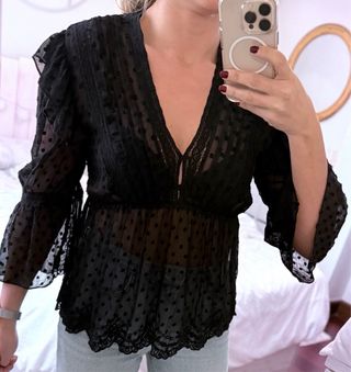 Blusa Negra Plumeti nueva con etiqueta