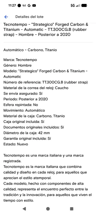 Reloj Automático Tecnotempo Strategico Forged