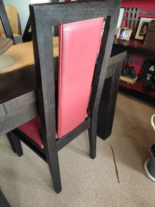 Sillas 6 de comedor de cuero y madera