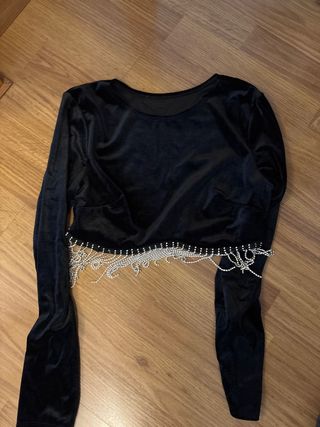 Top fiesta terciopelo con pedrería