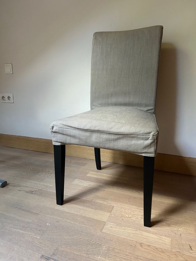 4 Sedie Ikea con Fodera Beige Nero