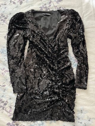 Vestido lentejuelas Zara negro