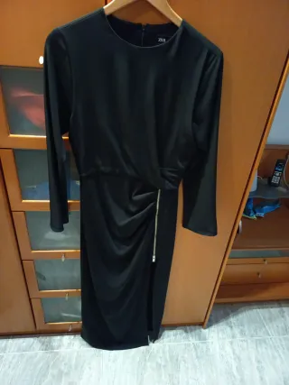 Vestido fiesta negro ZARA largo talla única