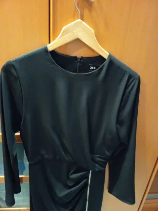 Vestido fiesta negro ZARA largo talla única