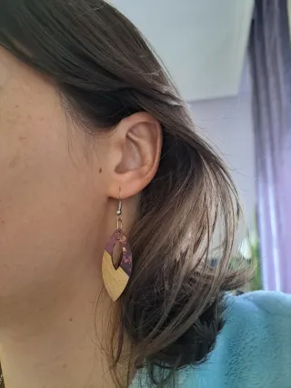 Pendientes madera y resina étnicos