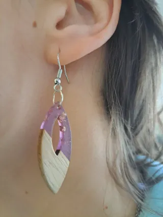 Pendientes madera y resina étnicos