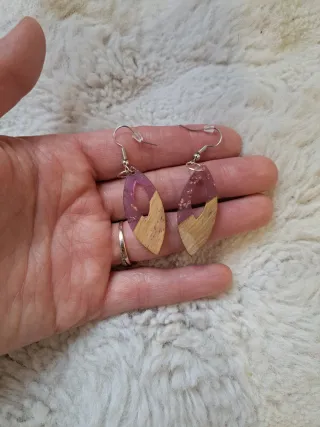 Pendientes madera y resina étnicos