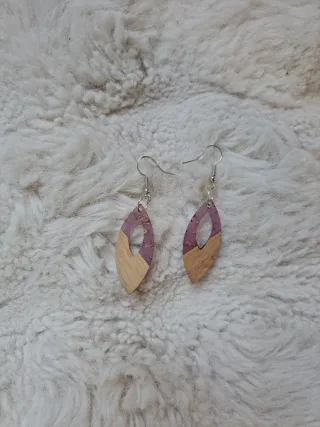 Pendientes madera y resina étnicos