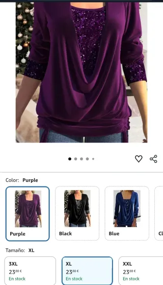 Blusa Morada Lentejuelas Talla XL Nueva