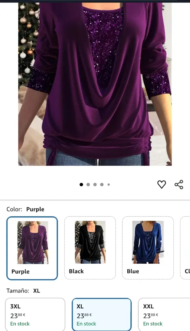 Blusa Morada Lentejuelas Tamanho XL Nova