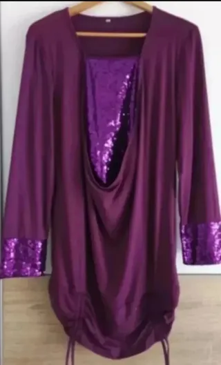 Blusa Morada Lentejuelas Talla XL Nueva