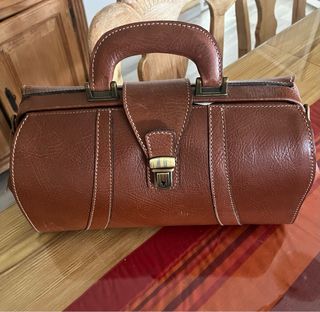 Maletín vintage piel, tipo médico marrón