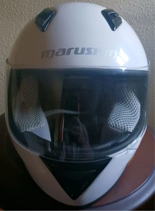 Casco de moto blanco Marushin