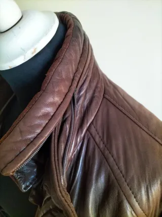 Cazadora Piel Hombre 3/4 Talla L Marrón