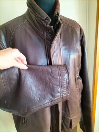 Cazadora Piel Hombre 3/4 Talla L Marrón