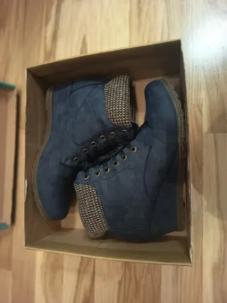 Botines plataforma chica azul Talla 39