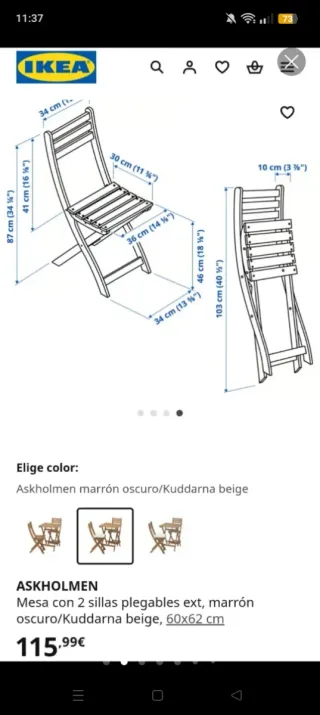 Conjunto Mesa y Sillas Terraza Madera Ikea