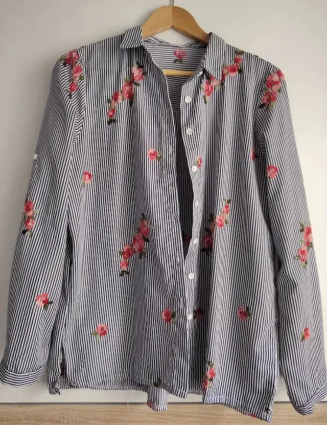 Camisa Rayas Florales Talla L