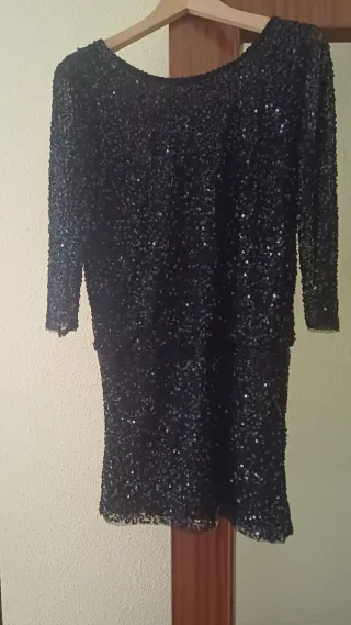 Vestido Mango fiesta lentejuelas negro