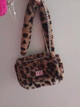 Bolso leopardo peludo mujer