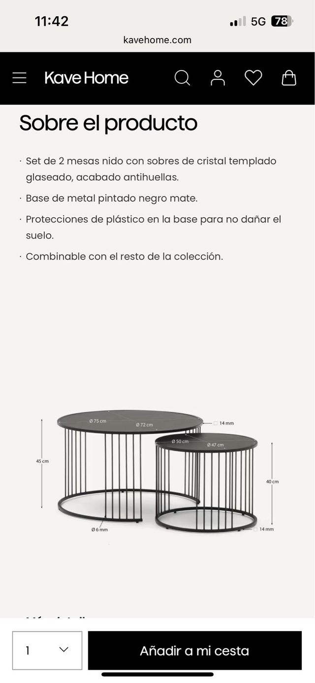 Mesas auxiliares Hadar Kave Home