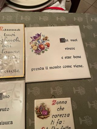 4 Mattonelle Decorative con Scritte