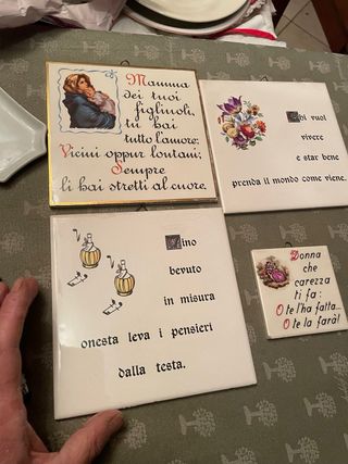 4 Mattonelle Decorative con Scritte
