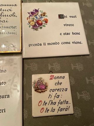 4 Mattonelle Decorative con Scritte