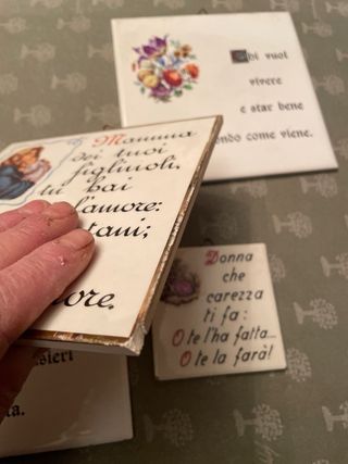 4 Mattonelle Decorative con Scritte