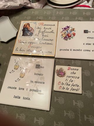 4 Mattonelle Decorative con Scritte