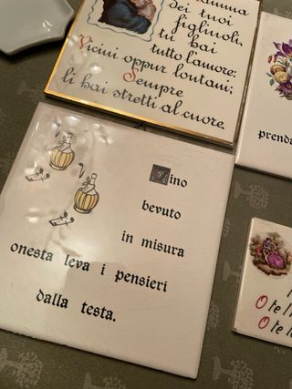 4 Mattonelle Decorative con Scritte