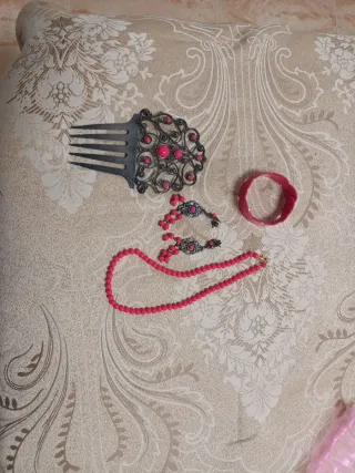 Traje Gitana Niña Rosa Lunares Blancos