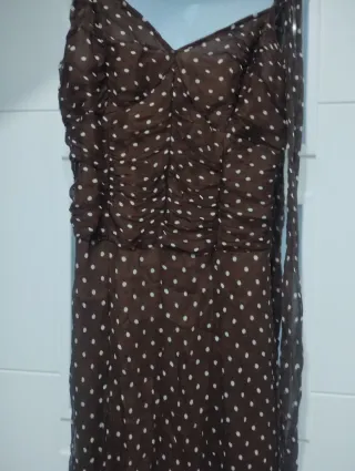Vestido gasa lunares marrón