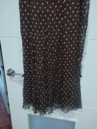 Vestido gasa lunares marrón