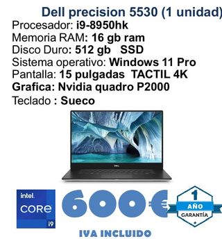 Dell Precision 5530 i9 16GB RAM 512GB SSD