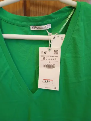 Camiseta Zara Verde Talla M