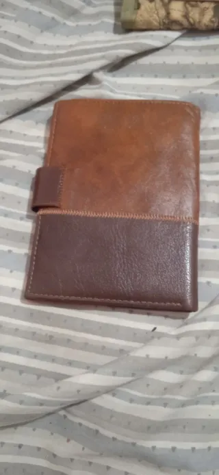 Portafoglio in pelle marrone/rosso