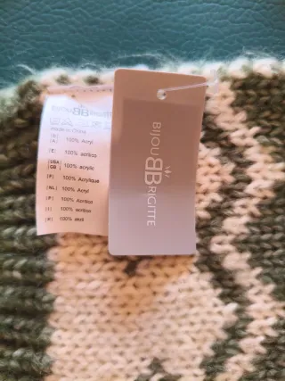 Bufanda Bijou Brigitte beige y verde 100% acrílica