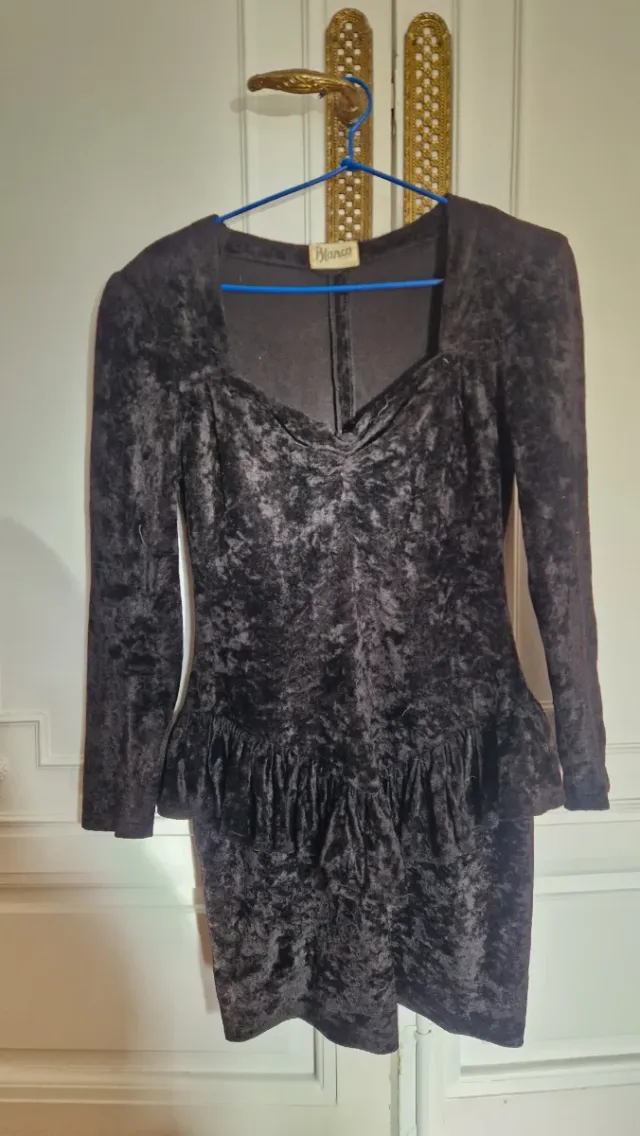 Vestito in velluto nero vintage taglia S