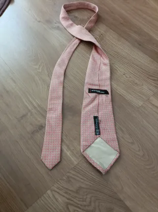 Corbata de seda rosa y marrón
