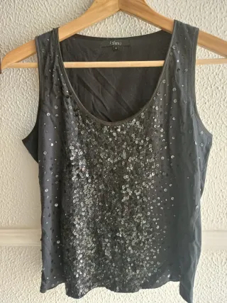 Top lentejuelas Sfera negro Talla S