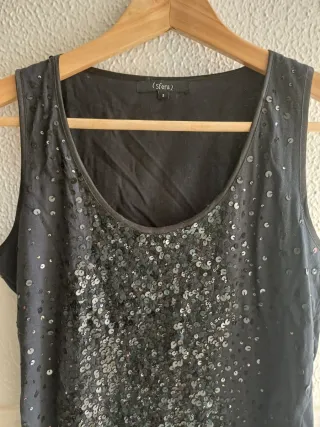 Top lentejuelas Sfera negro Talla S