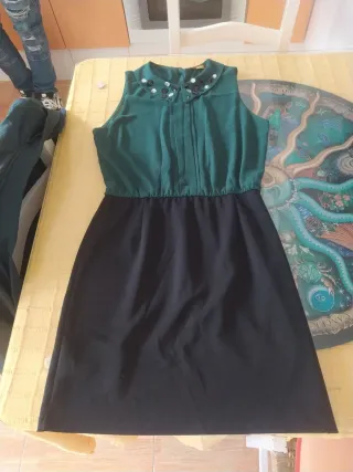 Vestido fiesta verde y negro
