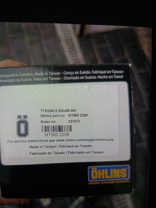 Amortiguador Öhlins TTX Nuevo 230x65