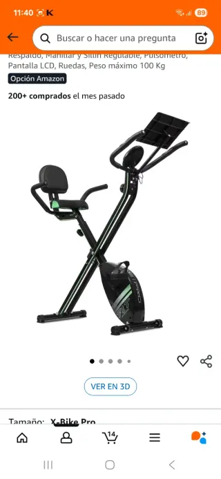 Bicicleta statica pieghevole con supporto