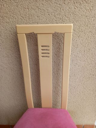 Juego de 4 sillas comedor roble y terciopelo rosa