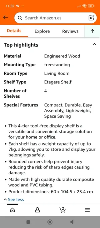 Estantería 4 Niveles Sin Herramientas