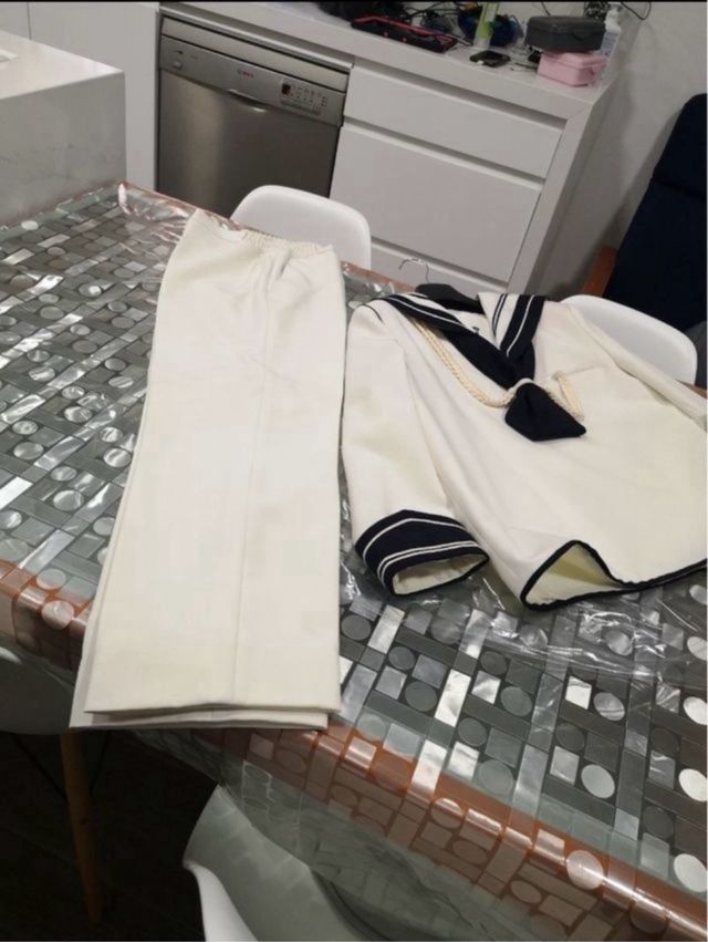 Traje comunión niño blanco y azul