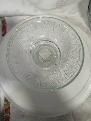 Frutero antiguo de cristal labrado